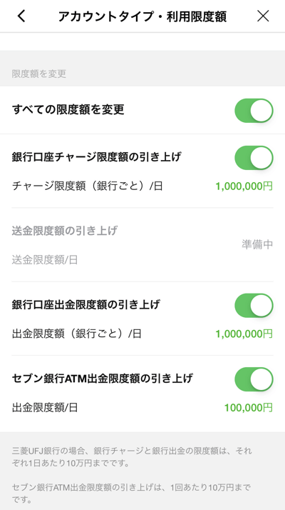 本人確認済であれば限度額の設定を変更しよう